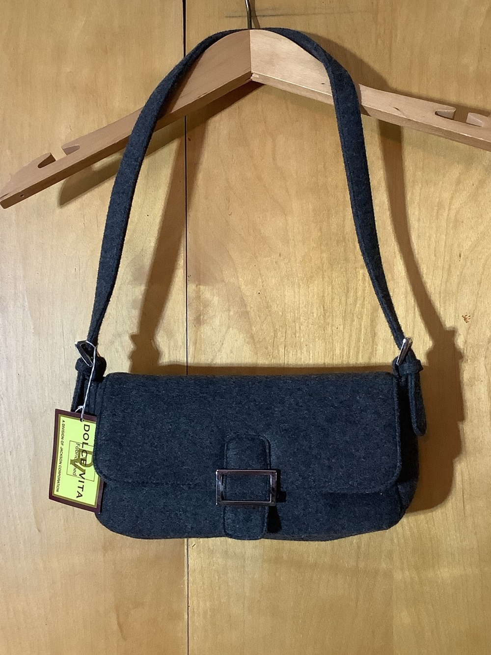 Dolce Vita gray wool/flannel textured pocketbook